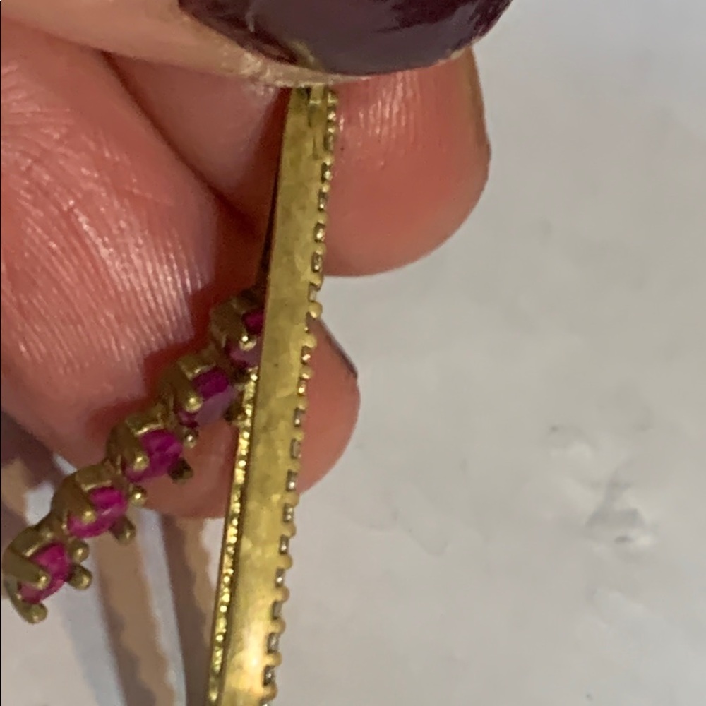 Elegant Gold Vermeil and Ruby Teardrop Diamanté Pendant mixed metal silver bail - Picture 7 of 12